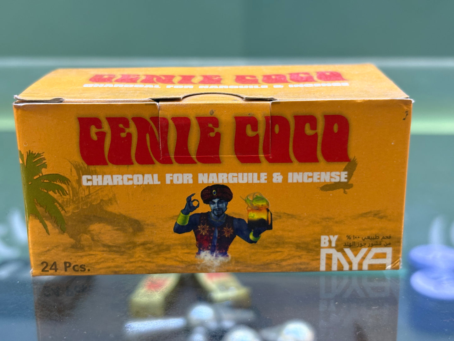 MYA Genie Coco Premium Hookah Charcoal – 24 Pcs Natural Coconut Shell Coal